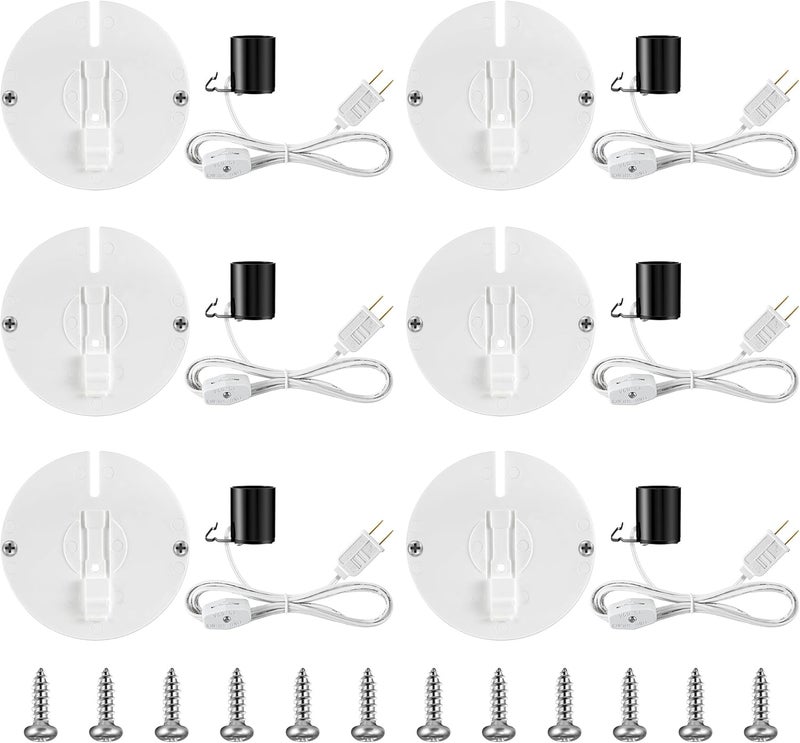 Meonum Blow Mold Light Kit Replacement, E27 E26 Single Light Cord Kit with Switch Fuse Plug, for Indoor Outdoor Halloween Christmas Village House Craft Decorations and Salt Lamp(6 Set) - Image 1
